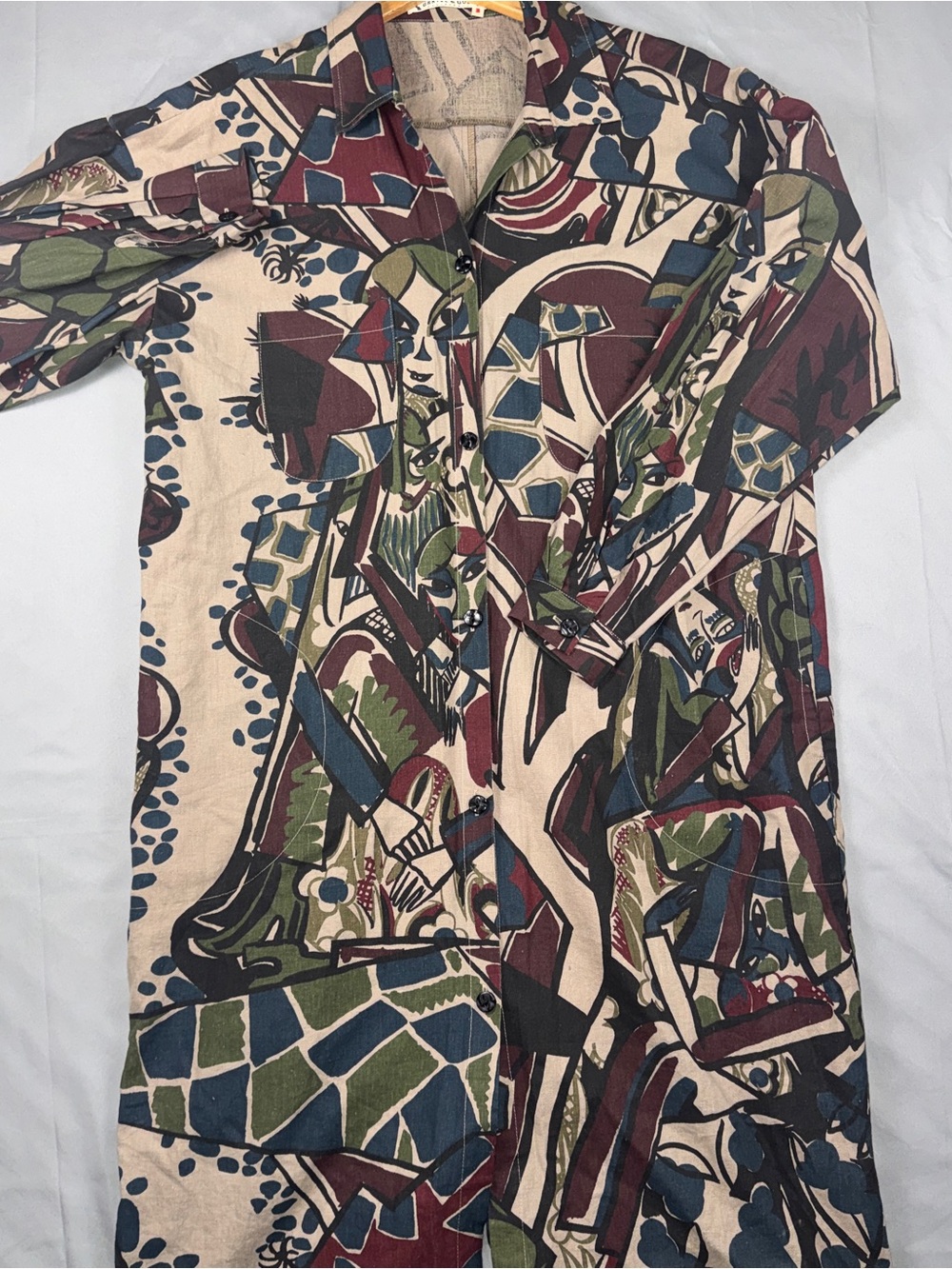 Gravel & Gold Dress Womens 3 Multicolor Art Print Long Sleeve Shirt Dress